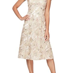 Alex Evenings Champagne Cocktail Dress